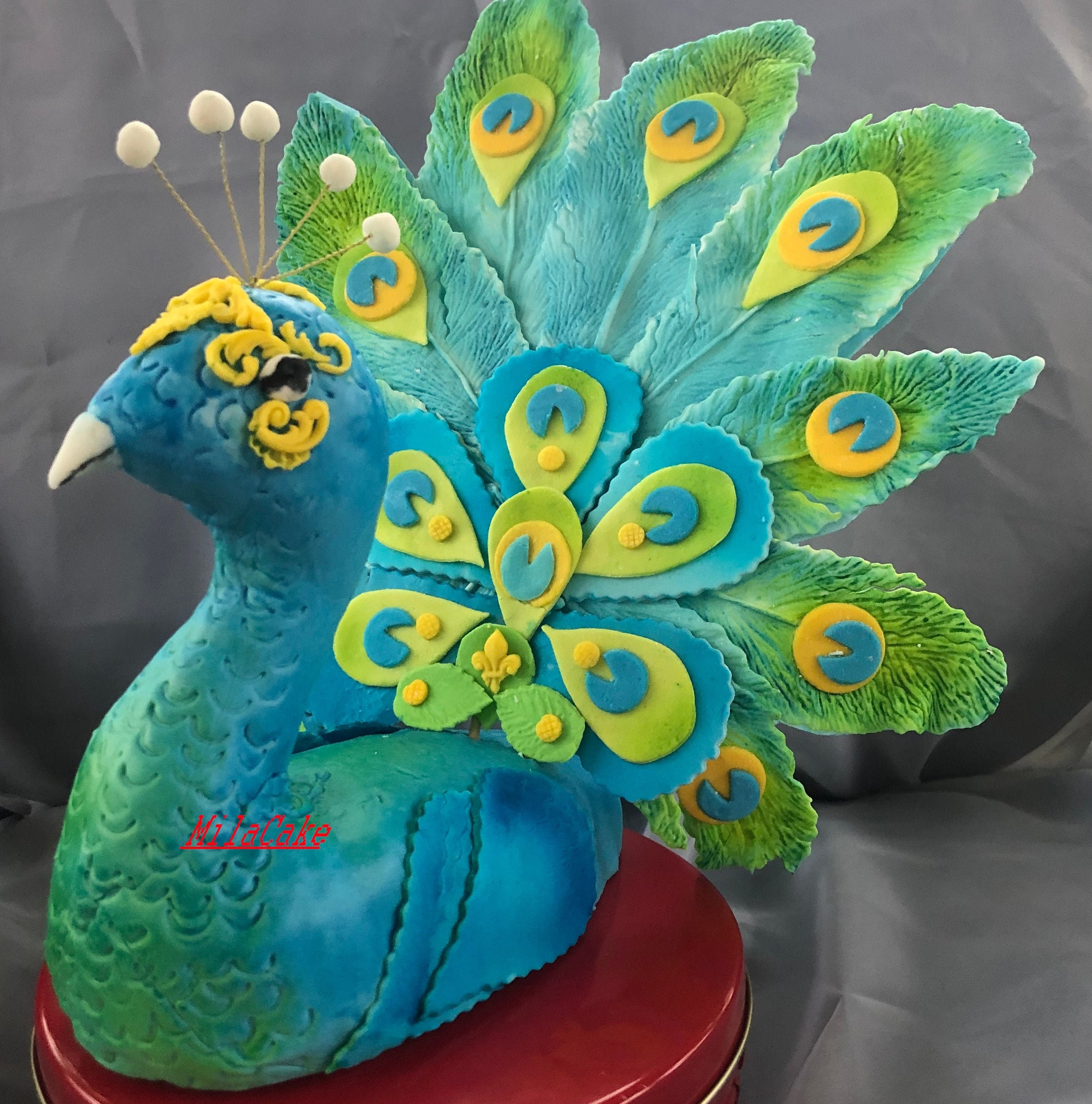 Fondant Peacock Body Cake Topper / Handmade Peacock cake Etsy