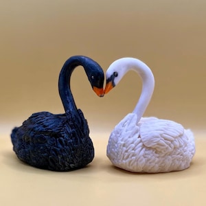 Black and White Bride and Groom Swan Cake Toppers – Handmade Fondant Pair, 3&quot;-3.5&quot; Each, Wedding Cake Decorations (Set of 2)
