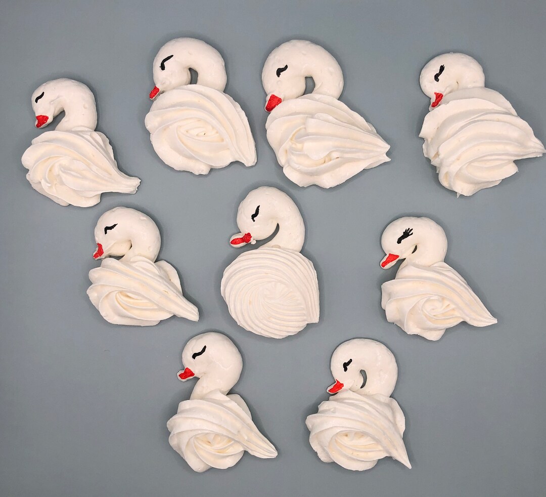 6 Swans Meringue / Edible Swan Decorations / Wedding Meringue Etsy