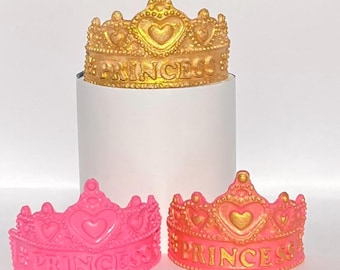 Princess Fondant Crown – Gold, Pink, Rose Gold – Cake Topper for Birthday or Baby Shower