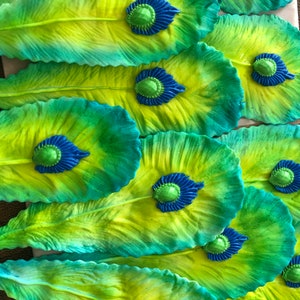3 Big  Fondant  Peacock Feather Cake Toppers
