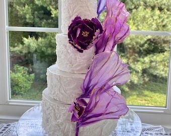 Rice Paper Cake Sails, Modern Wedding Cake Decor, Translucent Cake Topper, Luxury Sculptural Cake Art