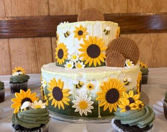 35 Edible Fondant Sunflowers: Cake & Cupcake Decorations