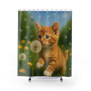 Cute Cat Shower Curtain, Whimsical Cat Shower Curtain, Adorable Kitten Decor for Pet Lovers, Cute Bathroom Accessory, Gift for Cat Owners