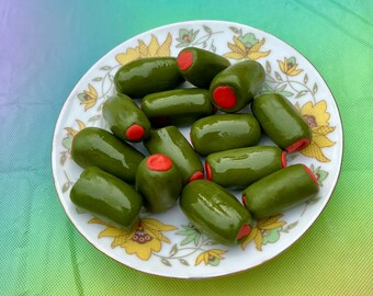 Handmade Miniature  Fondant Olives  1" / Cake Cupcake Sugar Decorations
