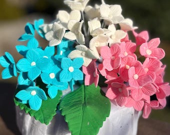 Handmade Fondant Hydrangea Cake Topper: Realistic Gum Paste Flower