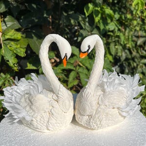 Fondant Swan Wedding Cake Topper: Wafer Paper Wings, Handmade