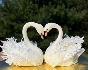 Handmade Bride and Groom / Wedding Cake Topper / Pair of Swans Wedding Cake Topper/ Fondant  Swan Body Cake Topper / Swan Toppers
