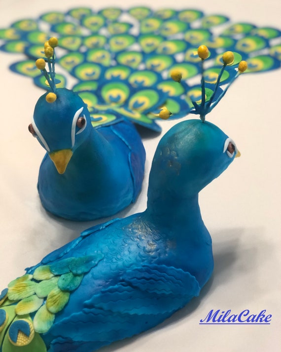 Fondant Peacock Body Cake Topper Peacock Toppers And 50 Etsy