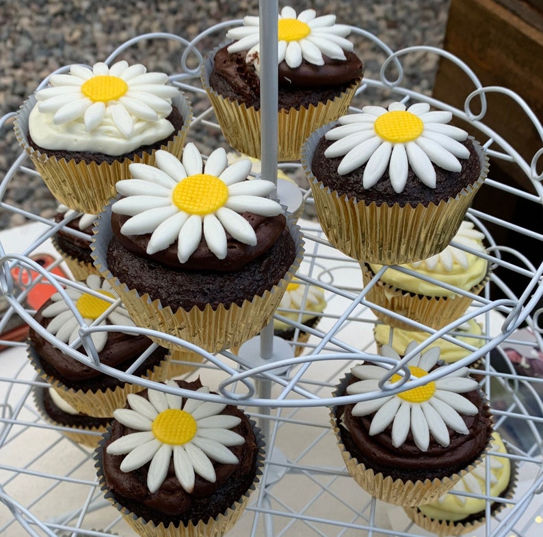 12 Edible Fondant Daisies / Wedding Daisies Topper / Sugar Etsy