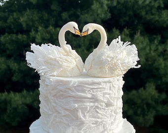 Handmade Fondant Swan Wedding Cake Topper with Wafer Paper Wings