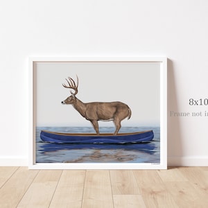 BLUE DEER Spirit Medicine, Deer Art, Nature Painting, Realistic