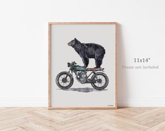Bear on Motorcycle -  11x14" Fine Art Print
