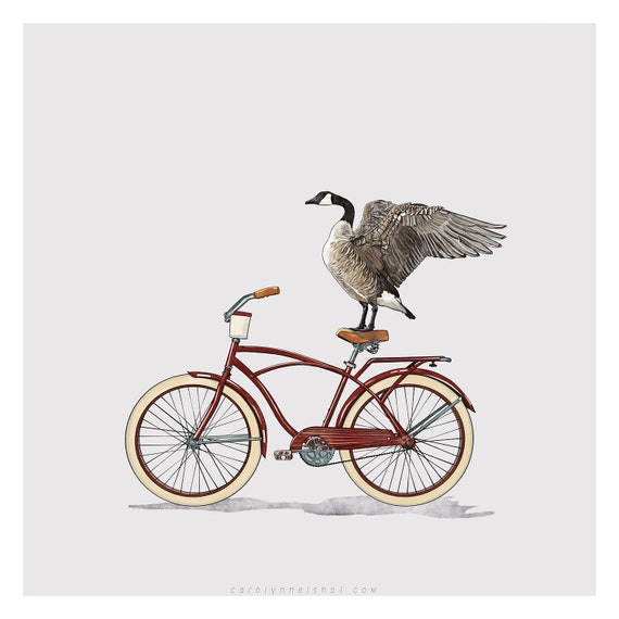 Canadian Goose On Bicycle Bird Painting Minimalist Wall - Bicycle Wall Art Canada Canadian Goose On Bicycle Bird Painting Minimalist Wall - Bicycle Wall Art Canada