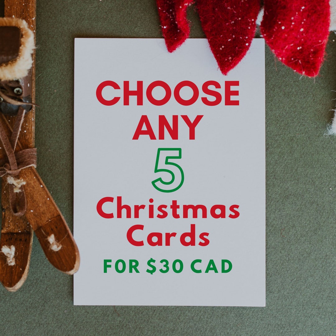 Christmas Card Deal Set of 5 Choose Your Own Christmas Etsy