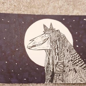 Mari Lwyd se manifestando a partir da fumaça da vela cartão postal original aquarela