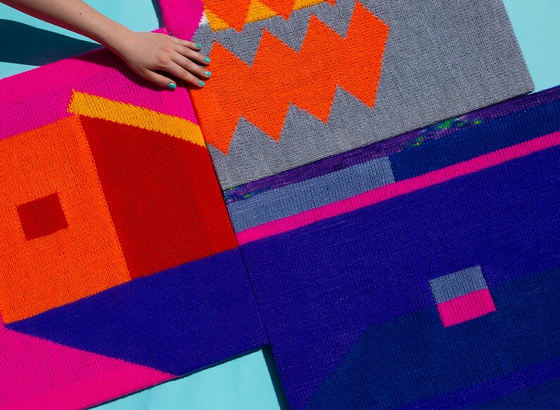 Hand Knitted Poster in Acrylic Yarn Etsy