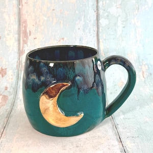 Tazza Teal Moon, tazza grande in ceramica - Seconda