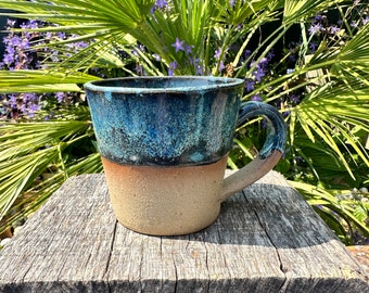 Blue Ceramic Mug, Handmade Pottery Cup