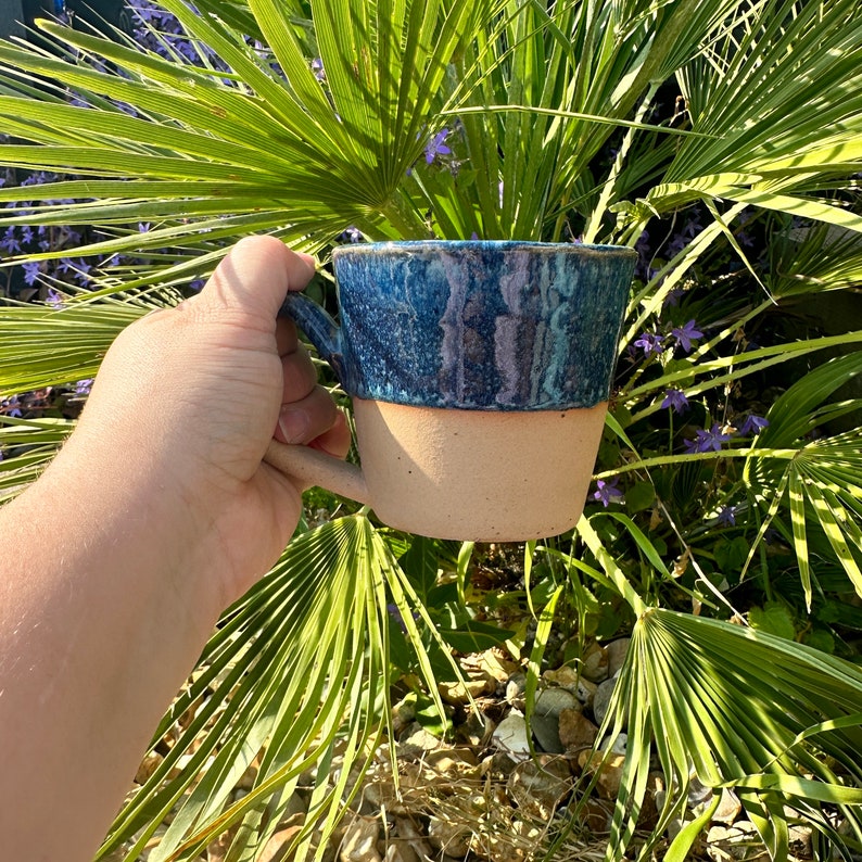 Blue Ceramic Mug, Handmade Pottery Cup image 7