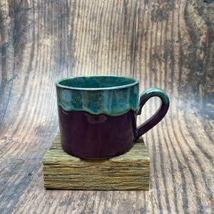 Purple and Green Mug, Large Ceramic Cup