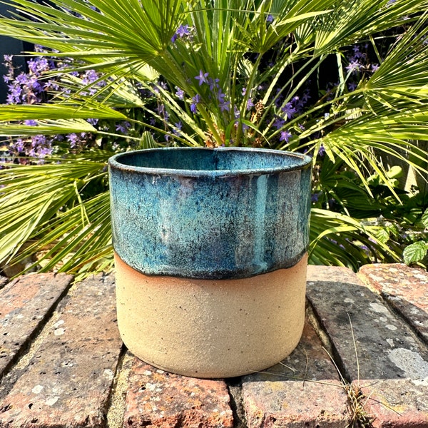 Blue Ceramic Planter, Indoor Plant Pot