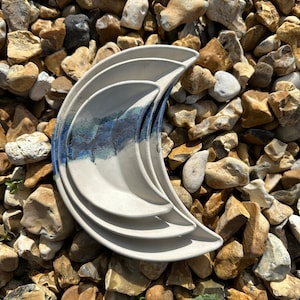 White, Blue and Gold Moon Ceramic Nesting Dishes