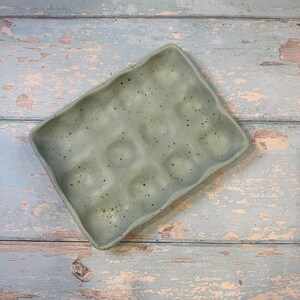 Green Ceramic Egg Tray, Holds 6 or 12 Eggs