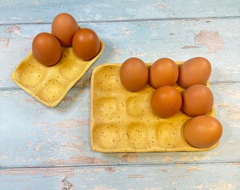 Vassoio per uova giallo, contiene 6 o 12 uova