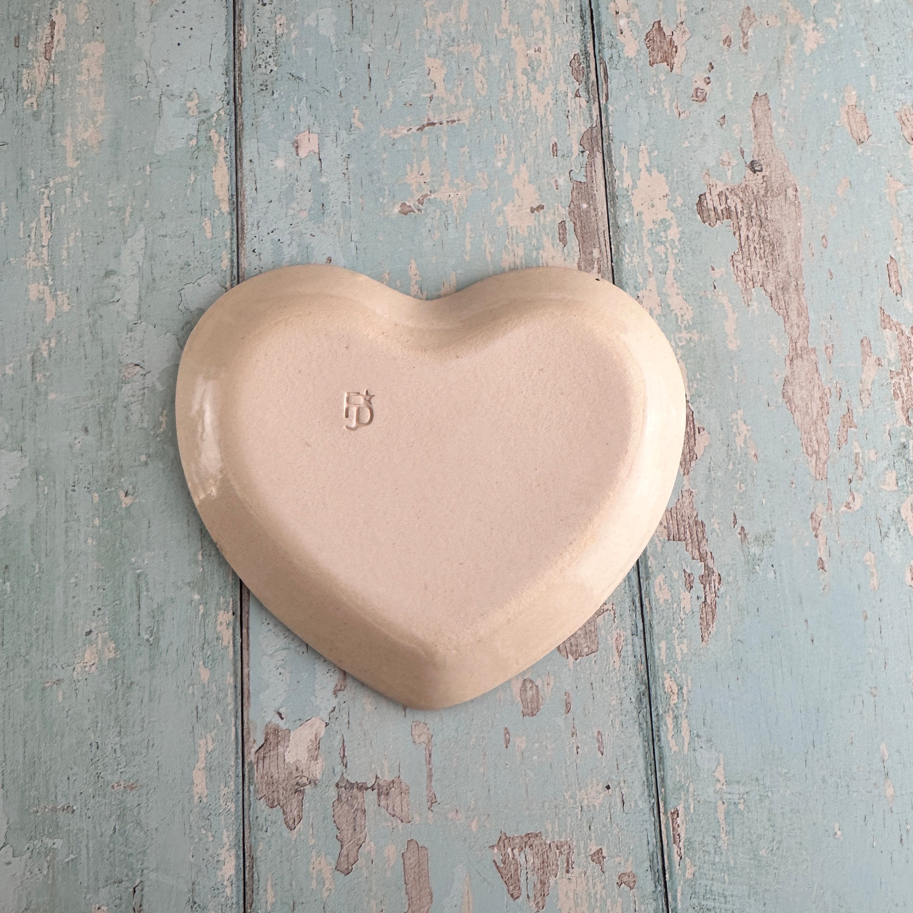 Pink Yellow Lemon Heart Dish, Handmade Ceramic Plate