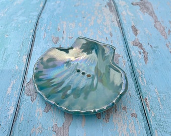 Blue Soap Dish, Ceramic Sea Shell