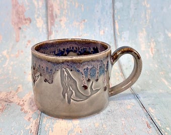 Grauer Buckelwal Becher, große Keramiktasse