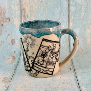 Türkis Tarot und Schlange Becher, große Keramik Tasse