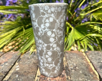 Large Skull Ceramic Tumbler, Whimsy Goth, Handmade Modern Cup