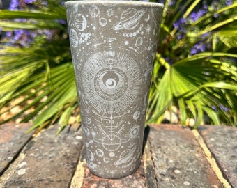 Large Space Ceramic Tumbler, Whimsy Goth, Handmade Modern Cup