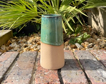 Green Ceramic Vase, Handmade Modern Pottery