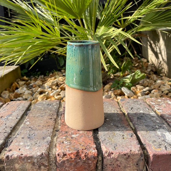 Green Ceramic Vase, Handmade Modern Pottery