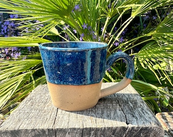 Blue Ceramic Mug, Handmade Pottery Cup