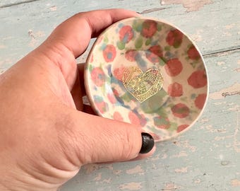 Small Heart Jewellery Dish, Handmade Ceramic Pot