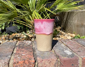 Pink Ceramic Tumbler, Handmade Modern Cup