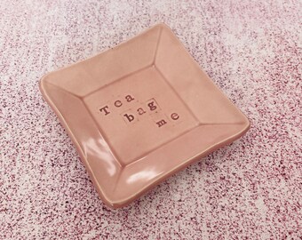 Pink Ceramic Dish, Tea Bag Holder