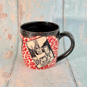 Rot Leopard Print Tarot Tasse, Keramik Tasse, groß