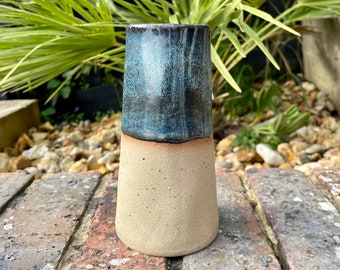 Blue Ceramic Vase, Handmade Modern Pottery