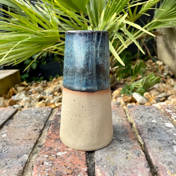 Blue Ceramic Vase, Handmade Modern Pottery