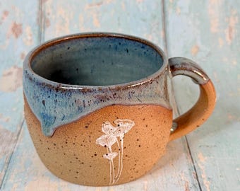 Mug champignon gris, tasse en céramique Fungi