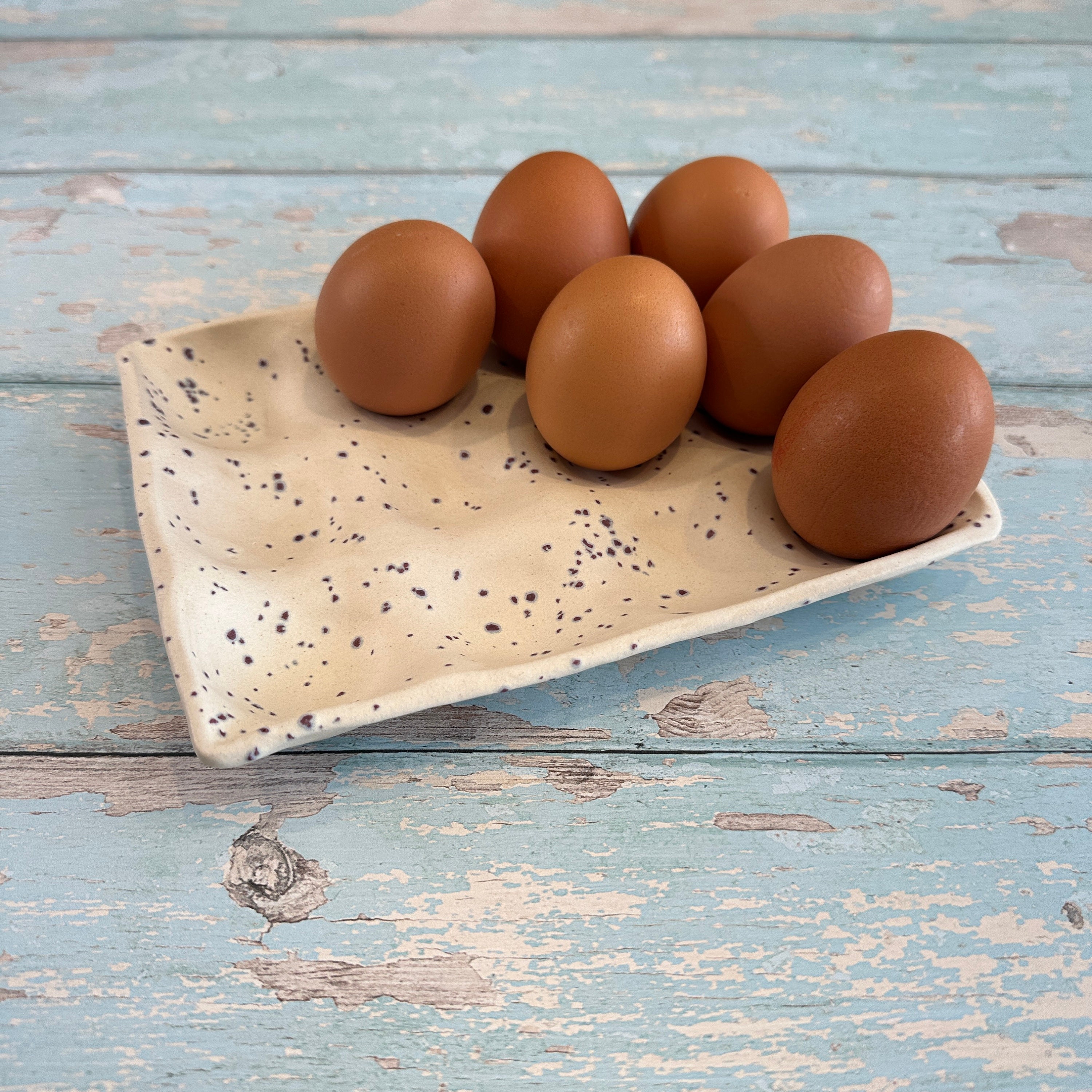 Ceramic Egg Holder, 12 Eggs - Turquoise Glaze