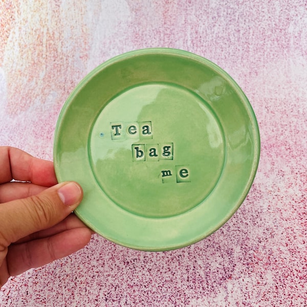 Green Ceramic Dish, Tea Bag Holder