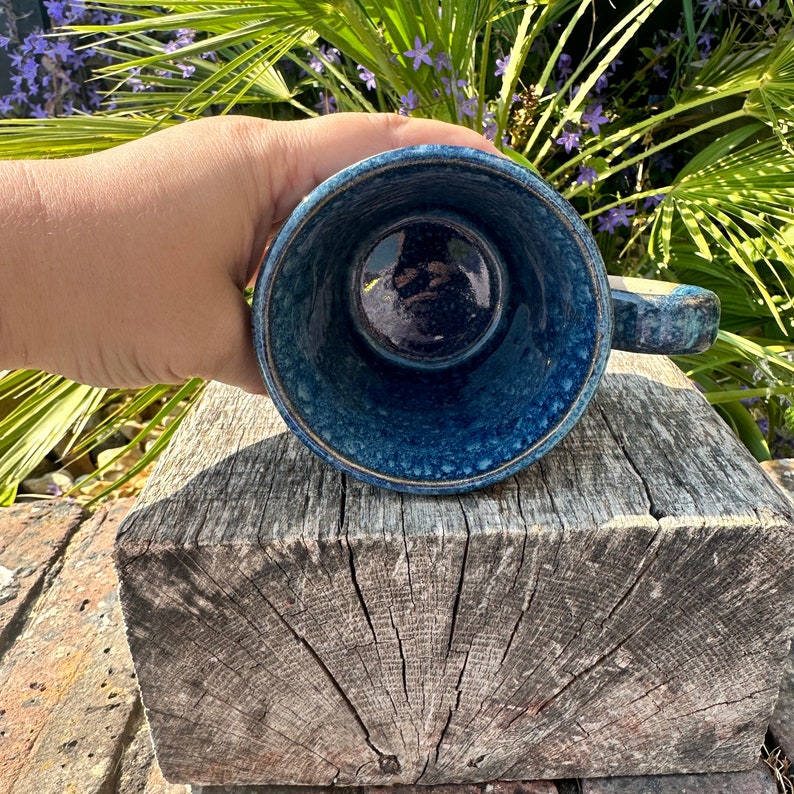 Blue Ceramic Mug, Handmade Pottery Cup image 5