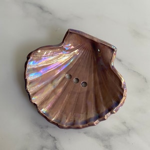 Purple Soap Dish, Ceramic Sea Shell