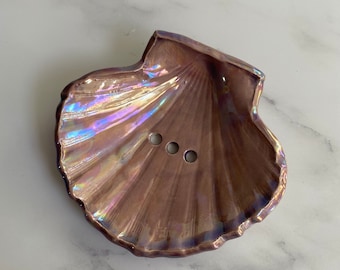 Purple Soap Dish, Ceramic Sea Shell